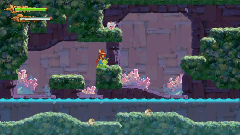 Athena shell jumps onto a ledge